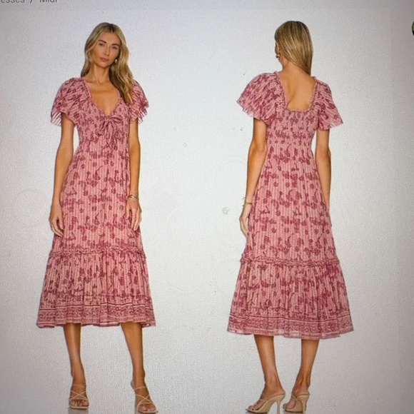 Cleobella Dresses & Skirts - Cleobella Smocked Floral Metallic Batik Print Dress - XS